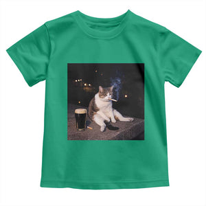 Funny Cigarette And Drinking Irish Stout Beer Cat Meme Toddler T Shirt TS11 Irish Green Print Your Wear
