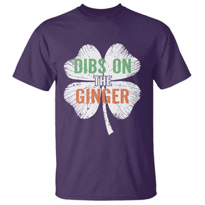Funny St Patricks Day Dibs On The Ginger T Shirt - Irish Redhead Shamrock TS11 Purple Print Your Wear