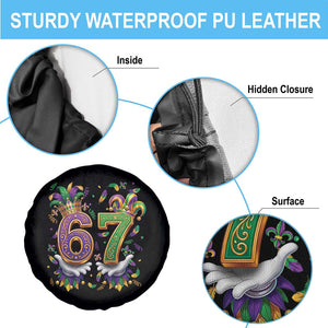 Funny 67 Mardi Gras Spare Tire Cover Six Seven Meme Carnival Hand Gesture TS11 Print Your Wear