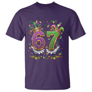 Funny 67 Mardi Gras T Shirt Six Seven Meme Carnival Hand Gesture TS11 Purple Print Your Wear