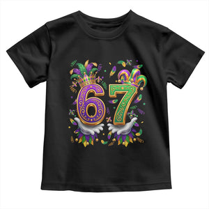 Funny 67 Mardi Gras Toddler T Shirt Six Seven Meme Carnival Hand Gesture TS11 Black Print Your Wear