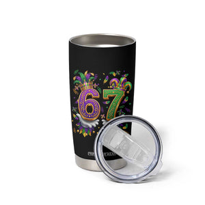 Funny 67 Mardi Gras Tumbler Cup Six Seven Meme Carnival Hand Gesture TS11 Print Your Wear