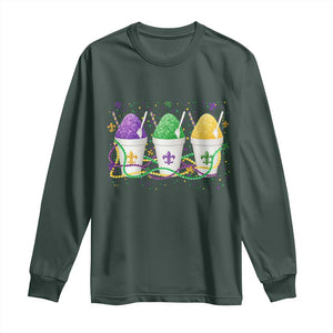 Funny Mardi Gras Snowballs Fat Tuesday Carnival Beads Long Sleeve Shirt TS11 Dark Forest Green Print Your Wear