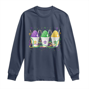Funny Mardi Gras Snowballs Fat Tuesday Carnival Beads Long Sleeve Shirt TS11 Navy Print Your Wear