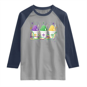 Funny Mardi Gras Snowballs Fat Tuesday Carnival Beads Raglan Shirt TS11 Sport Gray Navy Print Your Wear