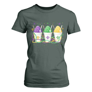 Funny Mardi Gras Snowballs Fat Tuesday Carnival Beads T Shirt For Women TS11 Dark Forest Green Print Your Wear