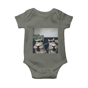 Funny Cat Drinking Irish Stout Beer Baby Onesie Black Beer and Cat Lovers TS11 Military Green Print Your Wear