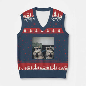 Funny Cat Drinking Irish Stout Beer V-Neck Knit Sweater Vest Black Beer and Cat Lovers TS11 Navy Red Print Your Wear
