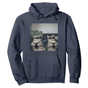 Funny Cat Drinking Irish Stout Beer Hoodie Black Beer and Cat Lovers TS11 Navy Print Your Wear