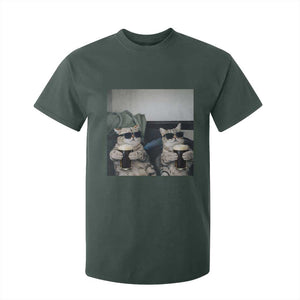 Funny Cat Drinking Irish Stout Beer T Shirt For Kid Black Beer and Cat Lovers TS11 Dark Forest Green Print Your Wear
