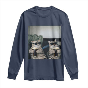 Funny Cat Drinking Irish Stout Beer Long Sleeve Shirt Black Beer and Cat Lovers TS11 Navy Print Your Wear