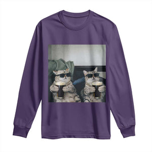 Funny Cat Drinking Irish Stout Beer Long Sleeve Shirt Black Beer and Cat Lovers TS11 Purple Print Your Wear
