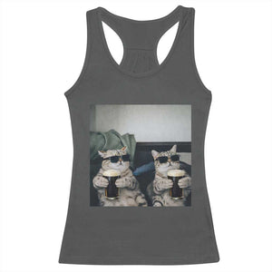 Funny Cat Drinking Irish Stout Beer Racerback Tank Top Black Beer and Cat Lovers TS11 Dark Heather Print Your Wear