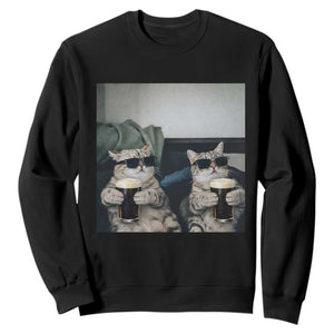 Funny Cat Drinking Irish Stout Beer Sweatshirt Black Beer and Cat Lovers TS11 Black Print Your Wear