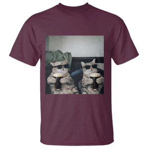 Funny Cat Drinking Irish Stout Beer T Shirt Black Beer and Cat Lovers TS11 Maroon Print Your Wear