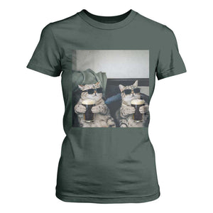 Funny Cat Drinking Irish Stout Beer T Shirt For Women Black Beer and Cat Lovers TS11 Dark Forest Green Print Your Wear