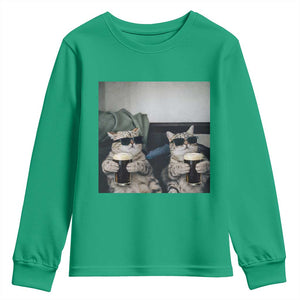 Funny Cat Drinking Irish Stout Beer Youth Sweatshirt Black Beer and Cat Lovers TS11 Irish Green Print Your Wear