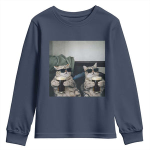 Funny Cat Drinking Irish Stout Beer Youth Sweatshirt Black Beer and Cat Lovers TS11 Navy Print Your Wear