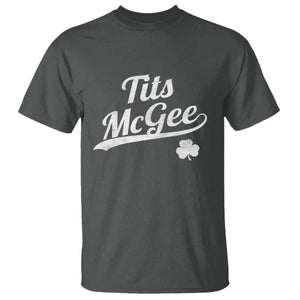 Tits McGee T Shirt Funny St Patricks Day Adult Humor Shamrocks TS11 Dark Heather Print Your Wear