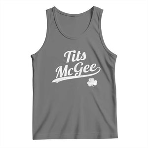 Tits McGee Tank Top Funny St Patricks Day Adult Humor Shamrocks TS11 Black Heather Print Your Wear