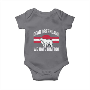Dear Greenland We Hate Him Too Baby Onesie Polar Bear Political Protest TS11 Charcoal Print Your Wear