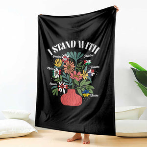 I Stand With Canada Greenland Mexico Panama Gaza Ukraine Throw Blanket Retro Floral TS11 Print Your Wear