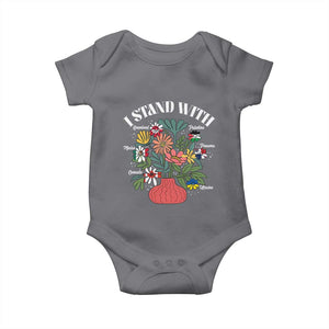 I Stand With Canada Greenland Mexico Panama Gaza Ukraine Baby Onesie Retro Floral TS11 Charcoal Print Your Wear