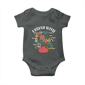 I Stand With Canada Greenland Mexico Panama Gaza Ukraine Baby Onesie Retro Floral TS11 Dark Heather Print Your Wear