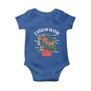 I Stand With Canada Greenland Mexico Panama Gaza Ukraine Baby Onesie Retro Floral TS11 Royal Blue Print Your Wear