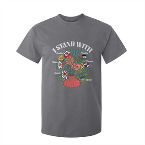 I Stand With Canada Greenland Mexico Panama Gaza Ukraine T Shirt For Kid Retro Floral TS11 Charcoal Print Your Wear