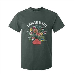 I Stand With Canada Greenland Mexico Panama Gaza Ukraine T Shirt For Kid Retro Floral TS11 Dark Forest Green Print Your Wear