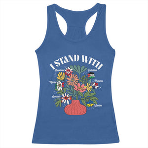 I Stand With Canada Greenland Mexico Panama Gaza Ukraine Racerback Tank Top Retro Floral TS11 Royal Blue Print Your Wear