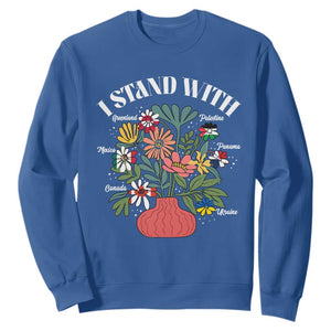 I Stand With Canada Greenland Mexico Panama Gaza Ukraine Sweatshirt Retro Floral TS11 Royal Blue Print Your Wear