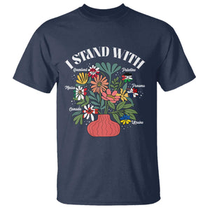 I Stand With Canada Greenland Mexico Panama Gaza Ukraine T Shirt Retro Floral TS11 Navy Print Your Wear