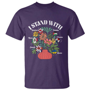 I Stand With Canada Greenland Mexico Panama Gaza Ukraine T Shirt Retro Floral TS11 Purple Print Your Wear
