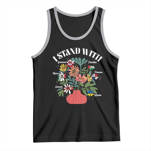 I Stand With Canada Greenland Mexico Panama Gaza Ukraine Tank Top Retro Floral TS11 Black Athletic Heather Print Your Wear