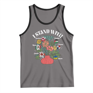 I Stand With Canada Greenland Mexico Panama Gaza Ukraine Tank Top Retro Floral TS11 Deep Heather Black Print Your Wear