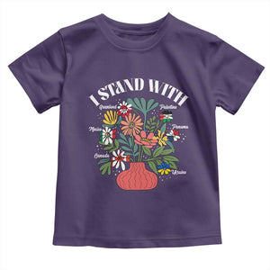 I Stand With Canada Greenland Mexico Panama Gaza Ukraine Toddler T Shirt Retro Floral TS11 Purple Print Your Wear