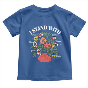 I Stand With Canada Greenland Mexico Panama Gaza Ukraine Toddler T Shirt Retro Floral TS11 Royal Blue Print Your Wear