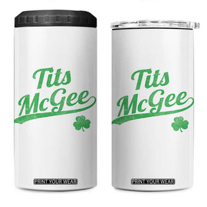 Tits McGee 4 in 1 Can Cooler Tumbler Funny Womens St Patricks Day Vintage Shamrocks TS11 One Size: 16 oz White Print Your Wear