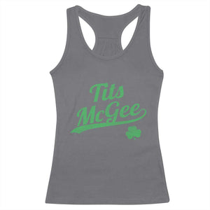 Tits McGee Racerback Tank Top Funny Womens St Patricks Day Vintage Shamrocks TS11 Charcoal Print Your Wear