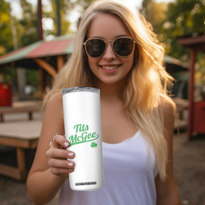 Tits McGee Skinny Tumbler Funny Womens St Patricks Day Vintage Shamrocks TS11 Print Your Wear