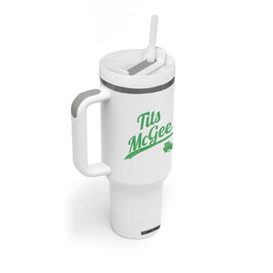 Tits McGee Tumbler With Handle Funny Womens St Patricks Day Vintage Shamrocks TS11 Print Your Wear