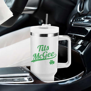 Tits McGee Tumbler With Handle Funny Womens St Patricks Day Vintage Shamrocks TS11 Print Your Wear