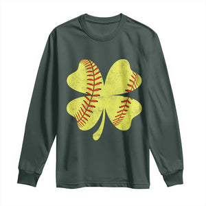 Softball St Patricks Day Irish Clover Sport Long Sleeve Shirt TS11 Dark Forest Green Print Your Wear