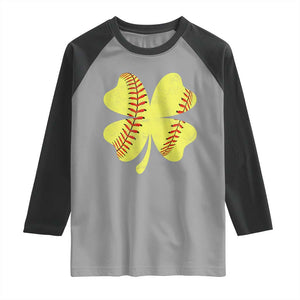 Softball St Patricks Day Irish Clover Sport Raglan Shirt TS11 Sport Gray Black Print Your Wear