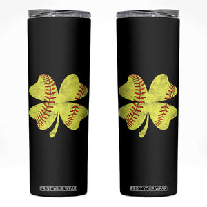 Softball St Patricks Day Irish Clover Sport Skinny Tumbler TS11 Black Print Your Wear