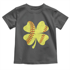 Softball St Patricks Day Irish Clover Sport Toddler T Shirt TS11 Dark Heather Print Your Wear