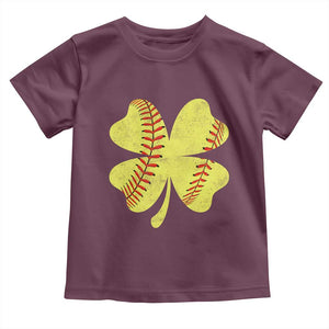 Softball St Patricks Day Irish Clover Sport Toddler T Shirt TS11 Maroon Print Your Wear