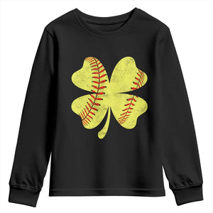 Softball St Patricks Day Irish Clover Sport Youth Sweatshirt TS11 Black Print Your Wear